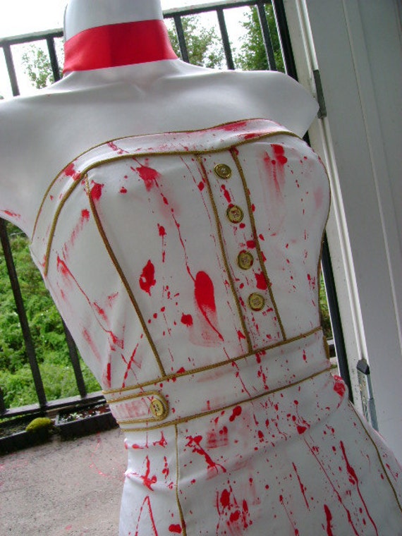 Items similar to DEAD zombie stewardess costume blood splatter dress ...