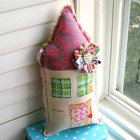 House Pillow Home Pillow Flower Pillow House Shaped Pillow