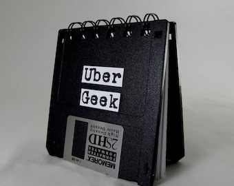 Recycled Uber Geek Gear Blank Floppy Disk Mini Notebook in Black