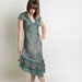 Vintage Lace Slip Dress - Dark Forest Green Woodland Pixie Style - medium