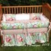 Custom Coral and Aqua/Turquoise Baby Nursery 3-Piece Ruffled Crib Bedding Set made with Designer Fabrics