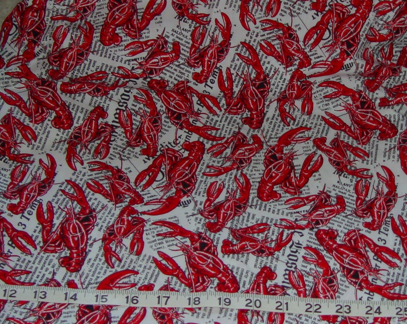 Lobsters Crawfish on Newspaper Fabric 2 yards