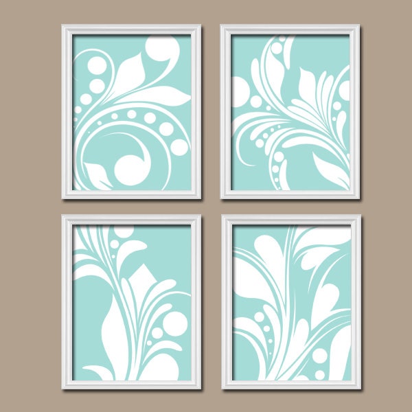 Aqua BATHROOM Wall Art CANVAS or Prints Bathroom by TRMdesign