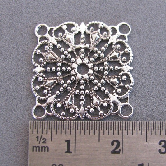 6 Antique Silver Brass Filigree Jewelry Findings 311