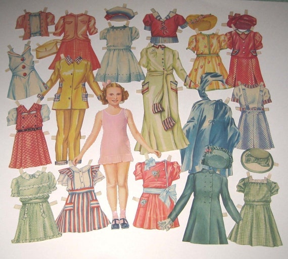 Vintage 1940s Paper Dolls Young Girl and 24 by grandmothersattic