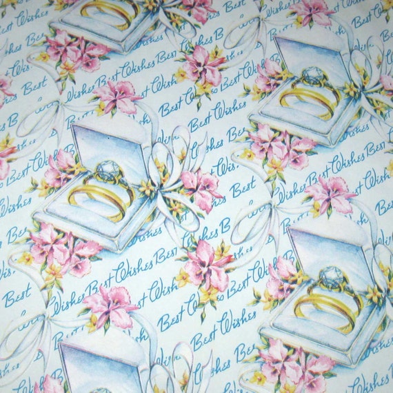 Vintage Wedding Wrapping Paper or Gift Wrap with Wedding Rings