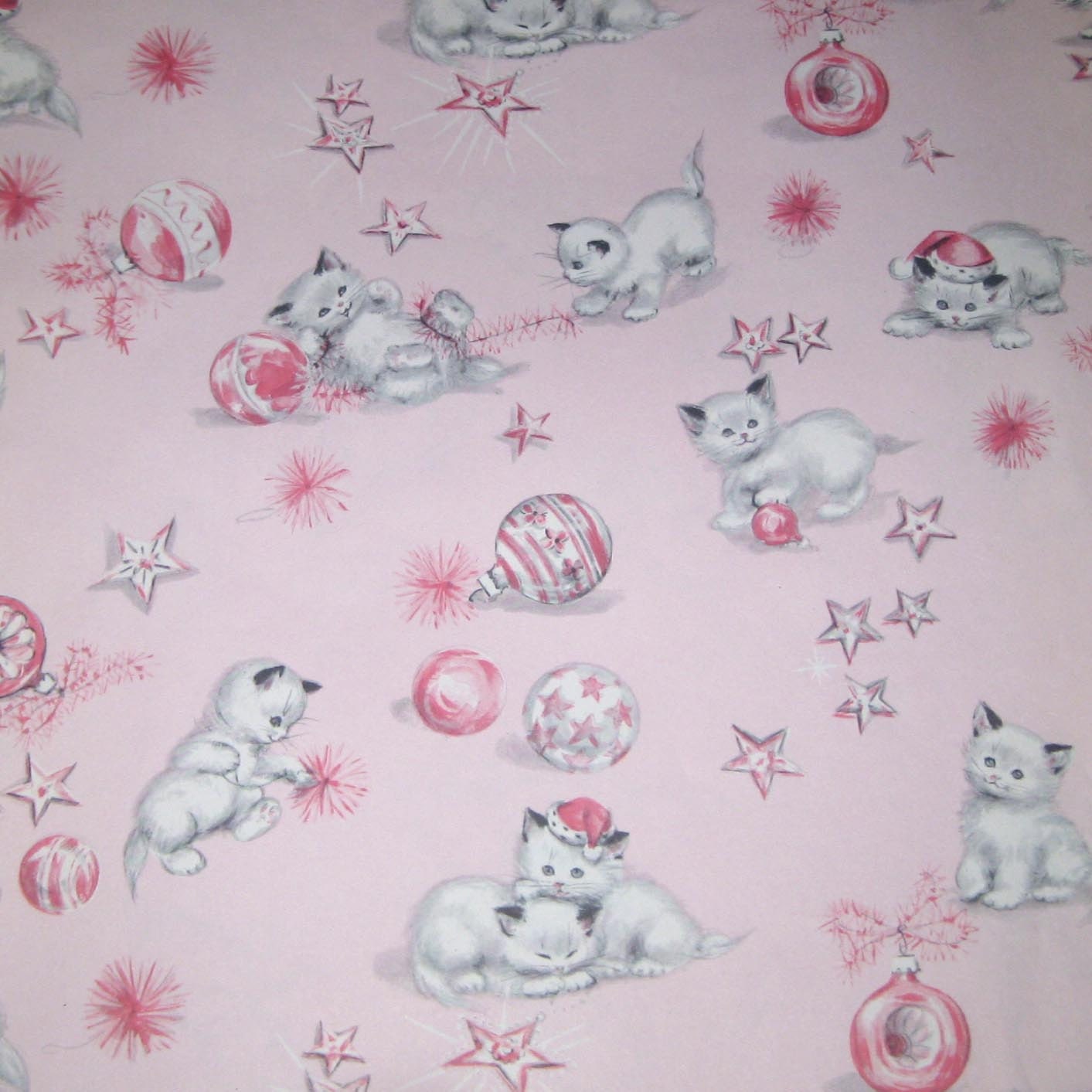 Vintage Pink Christmas Wrapping Paper or Gift by grandmothersattic