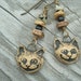 RESERVED Cheshire Cat ... Clay, Wood, Jasper and Brass Earrings