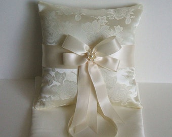 Ring Bearer Pillow "RAPTURE " In Brocade Ring Boy Choose White or Ivory Ring Pillow