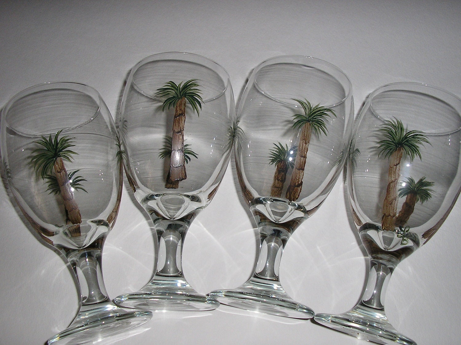 Palm Tree Wine Glasses Hand Painted Palm Tree Wine Glasses
