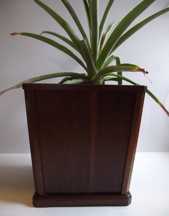 Vintage Large Wooden Planter Waste Basket Bin Office Decor