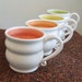Large Pottery Mugs in Summer Fruit Colors - Set of Four Stoneware Coffee Mugs