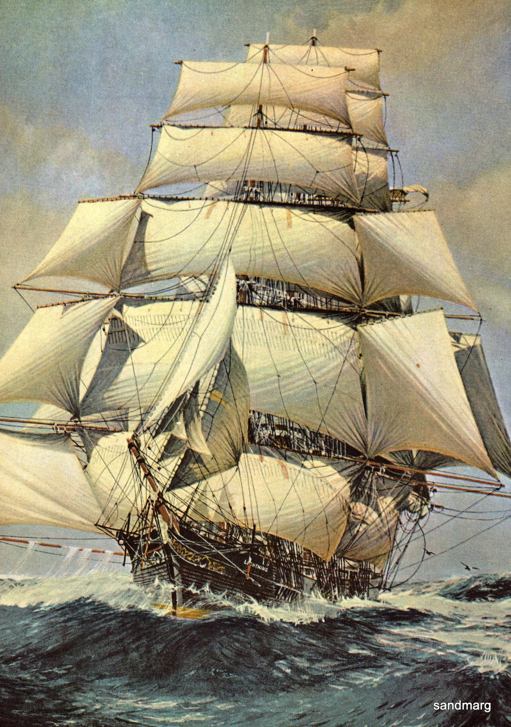 Vintage Print of Clipper Ship Lightning Boston Donald McKay