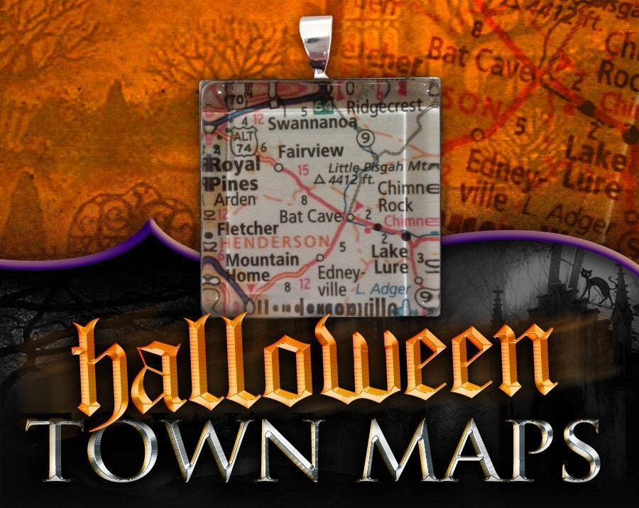 Bat Cave North Carolina Map Pendant