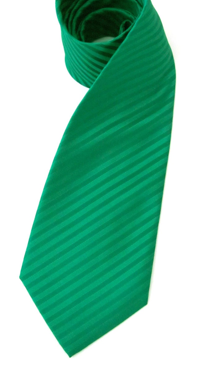 Mens Ties Green Necktie Kelly Green Tone on Tone Striped Tie