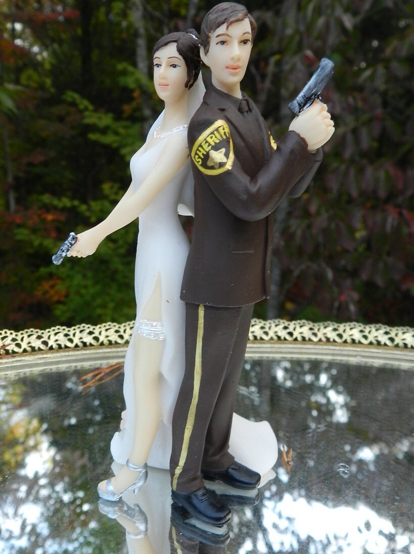 Deputy Sheriff Bride Groom Guns Wedding Cake by CarolinaCarla