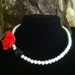 Rockabilly Glass Pearls with Day of the Dead Skull and Red Rose NECKLACE