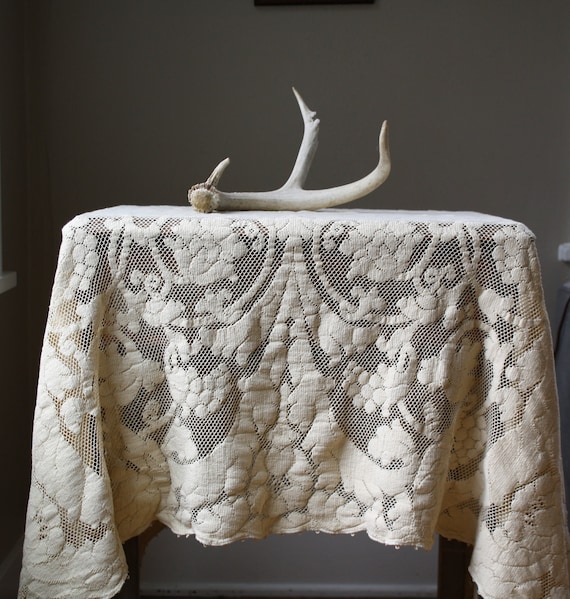 vintage lace tablecloth by littlebyrdvintage on Etsy