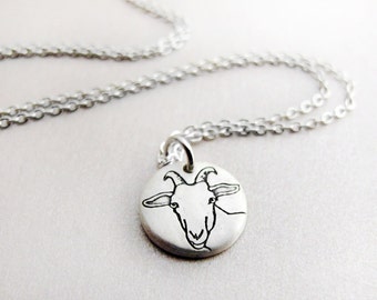 Tiny dairy goat necklace, silver, Capricorn, goat jewelry, gift for her, gift for wife, girlfriend gift