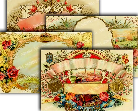 cigar box borders 4 large digital printable images vintage