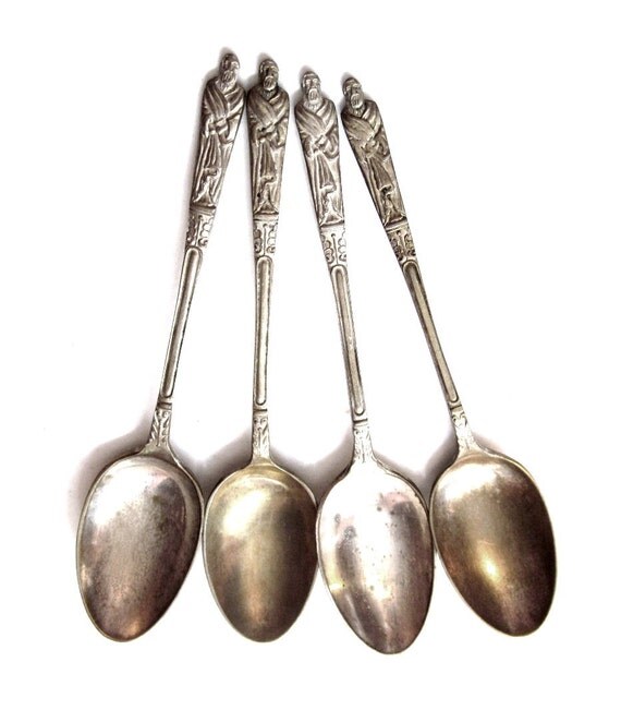 Vintage Silver Plated Spoons 4 Tiny Teaspoons Tea Spoons