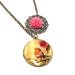 Red Robin Locket, Rose Illustration Necklace