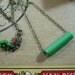 Green Glass Tube Bead on Dainty Brass Chain Simple Organic Minimalist Jewelry with Flower Bead on Clasp
