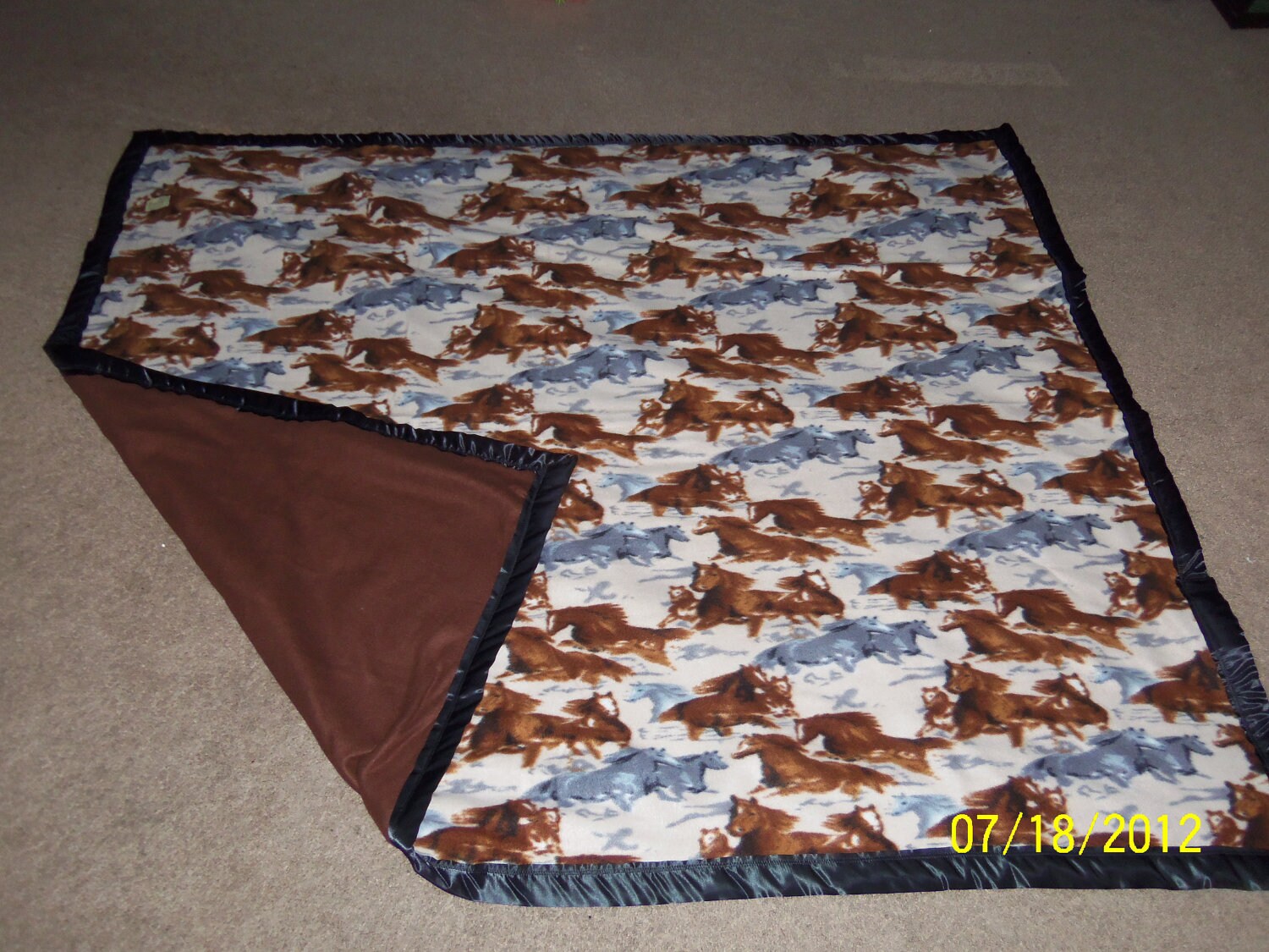 Homemade Fleece Blanket Horses running