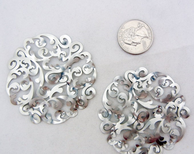 Pair of Large Round Curly Cut-out Drop Charms