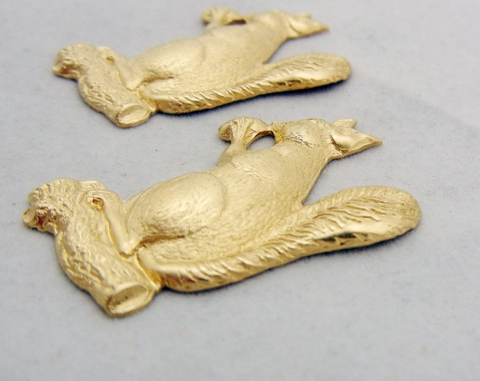 Set of 2 Brass Squirrel Stampings