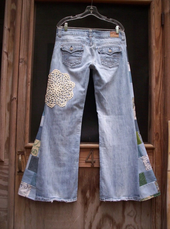 PATCHWORK BELL BOTTOMS Hippie Jeans Pants Ready To Ship with