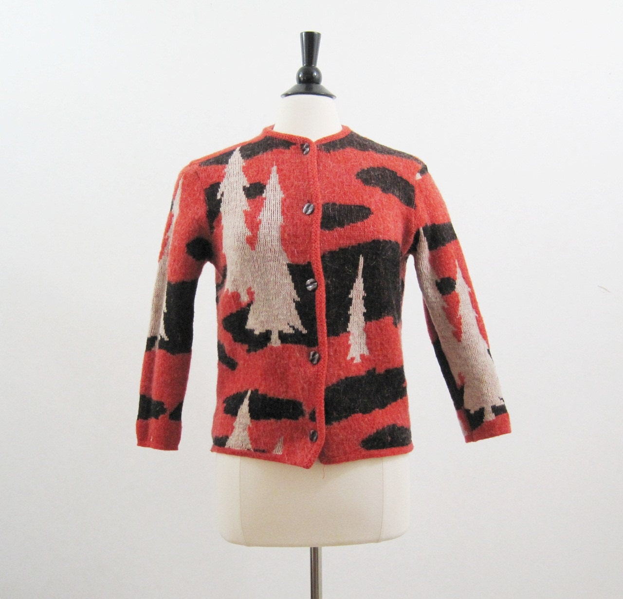 60s Sweater Vintage Intarsia Knit Scenic Tree by voguevintage