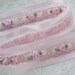 ORIGINAL DESIGN Powder PINK Cream Satin Organza Candy Stripe Scrapbook Quilt Velvet Ribbon Trim w Rose Bud Flower