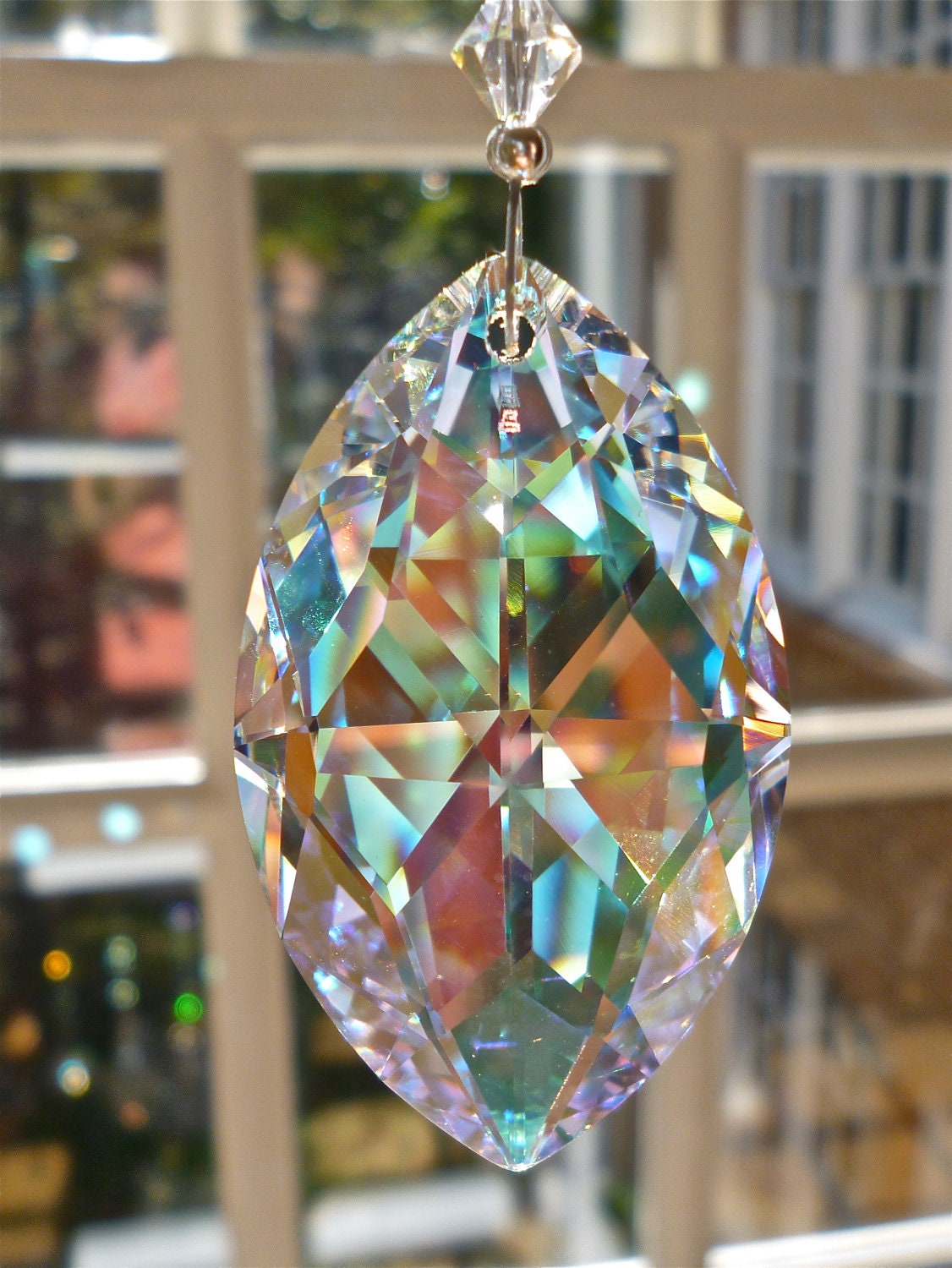 AB Swarovski Crystal Suncatcher 50mm ab Marquis Shaped Prism
