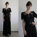 Antique 30s LBD . Sequins . Belted . Vintage Dress . Maxi . Rayon