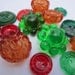 Vintage Buttons - Lot of 14 transparent yet colorful,red, green, amber Vintage Plastic Buttons (no.2032)