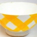 30's French café au lait bowl, White porcelain with yellow plaid.
