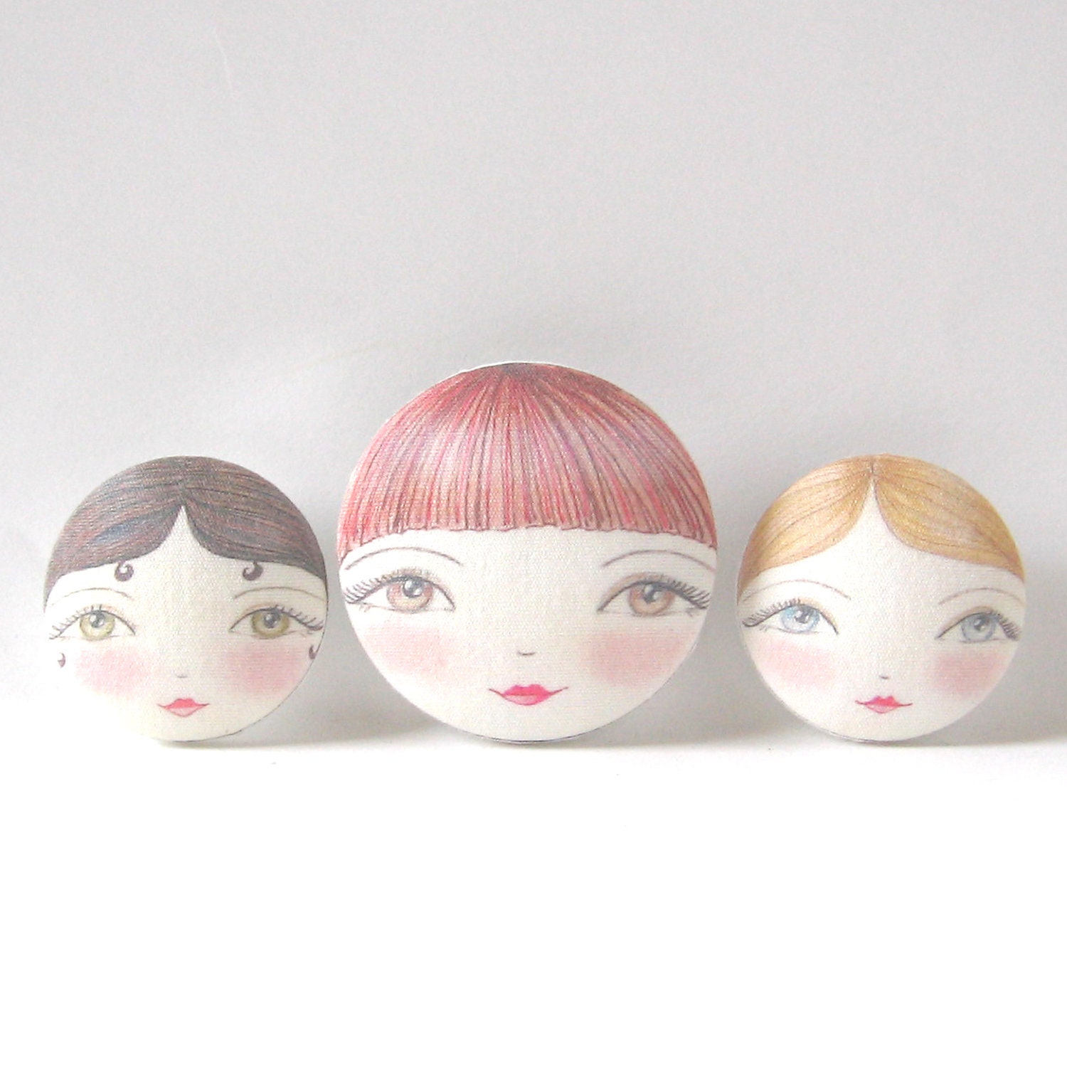 Face Buttons, Fabric Covered Buttons, Designer Buttons, Large Sewing