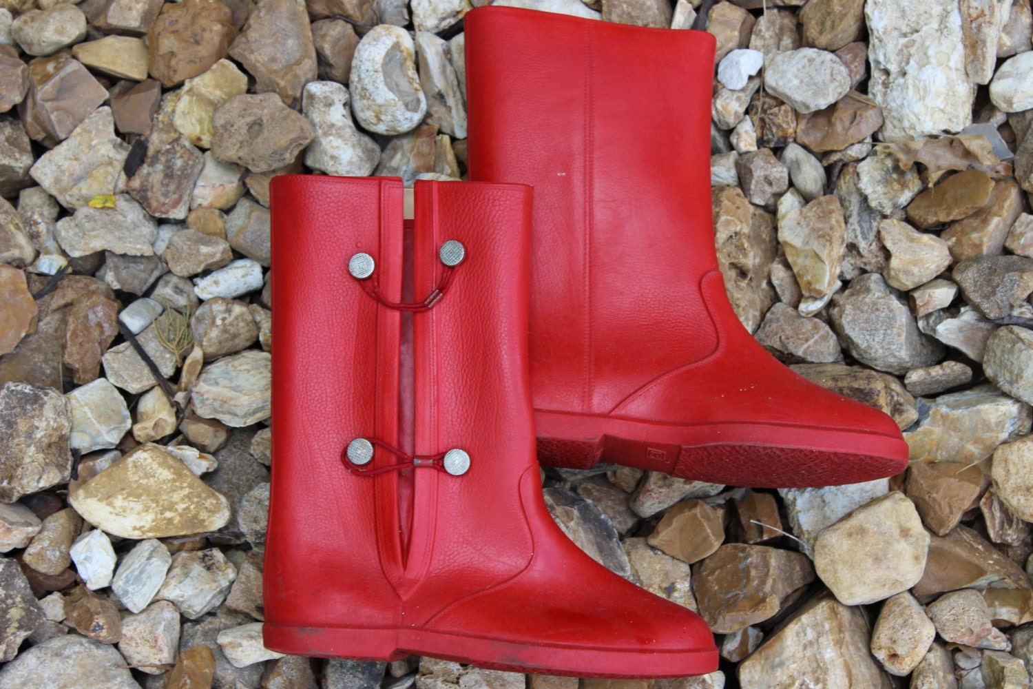 Vintage Red Rubber Galoshes Rain Boots