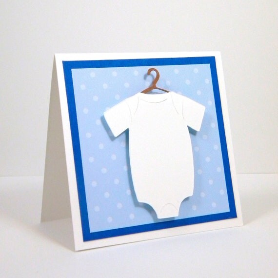 Baby Onesie Mini Cards 3x3 - Blue, Set of 4, Boy Il_570xn