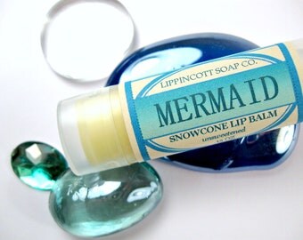 Mermaid Lip Balm, Snow Cone Lip Balm, Beeswax Lip Balm, Unsweetened Lip Balm, Women's Gift, Gift for Her