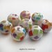 10pcs - Multicolor confetti white acrylic resin beads 12mm