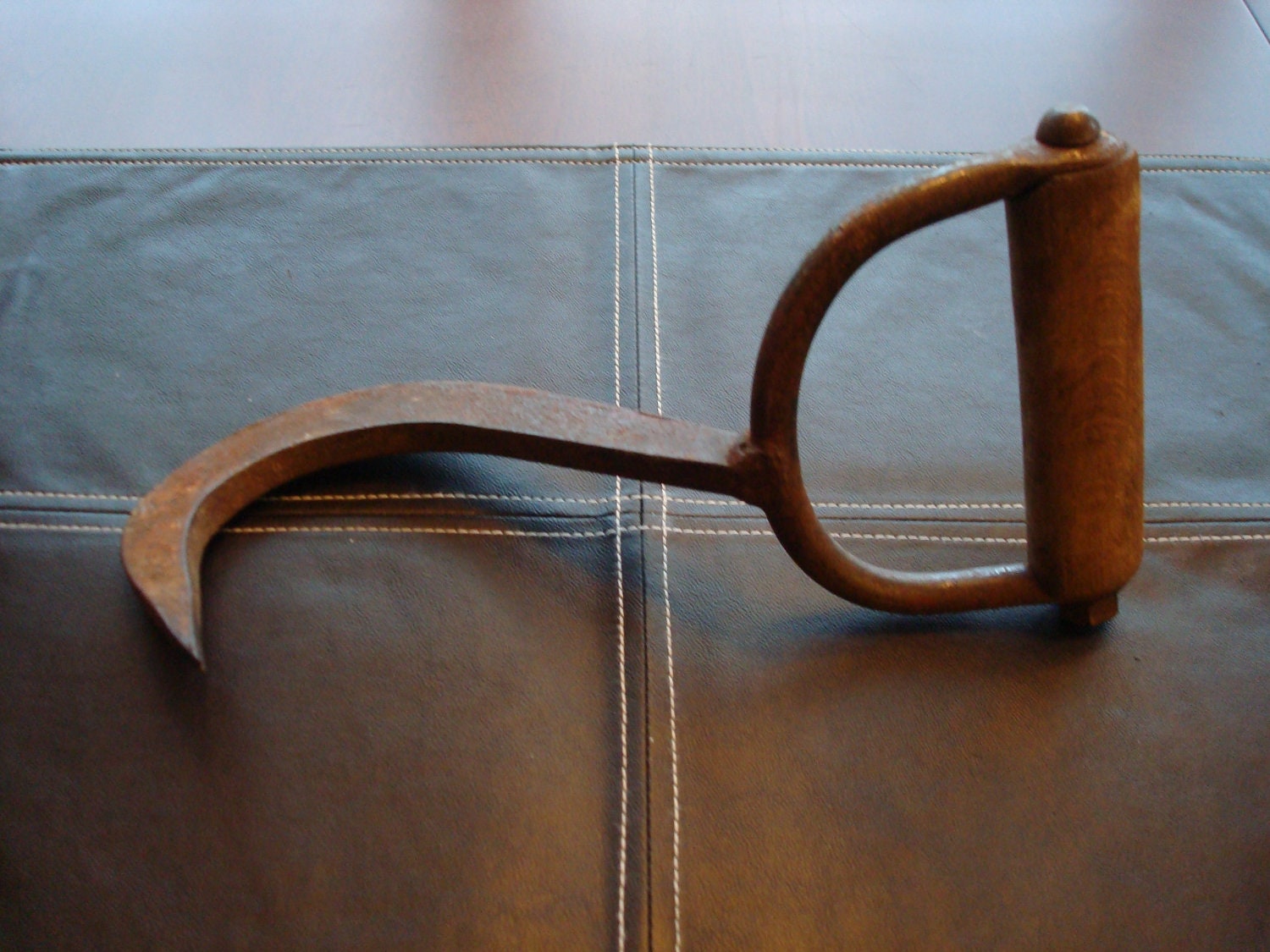 Reserved....Vintage pulp/wood hook with wooden handle