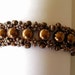 Beaded Bracelet Jewelry: Gold Brown Glass Pearls with Copper Flower Beads Autumn Fall Colors
