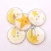 Yellow Star buttons. Twinkle Twinkle Little Star handmade buttons. 5 Buttons for Sewing.