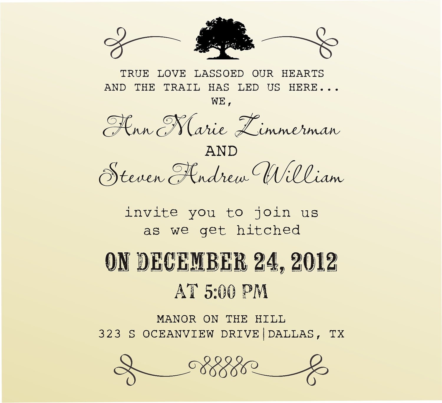 DIY Wedding invitation vintage design typewriter font rubber