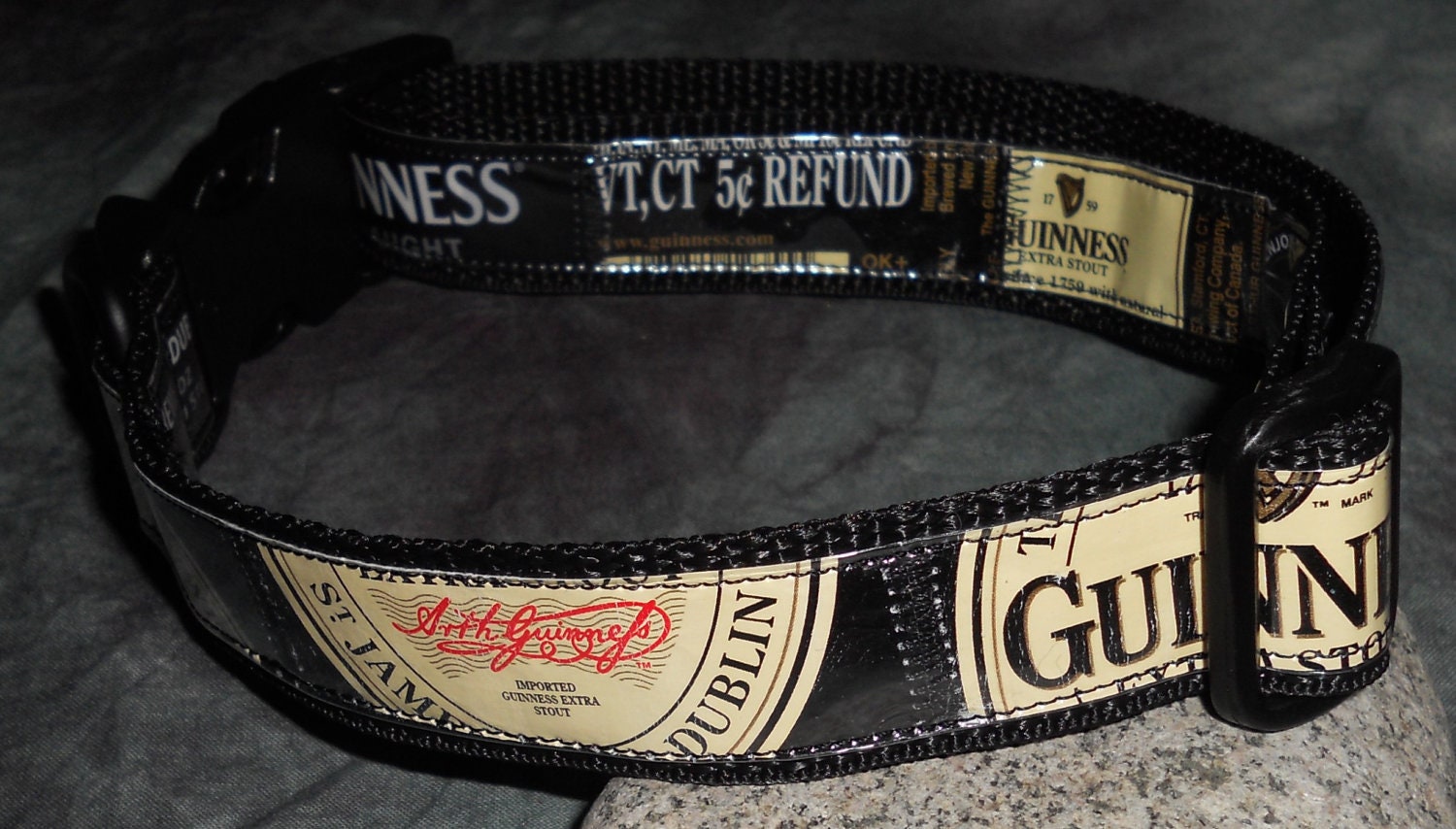 Adjustable Dog Collar from Recycled Guinness Beer Labels