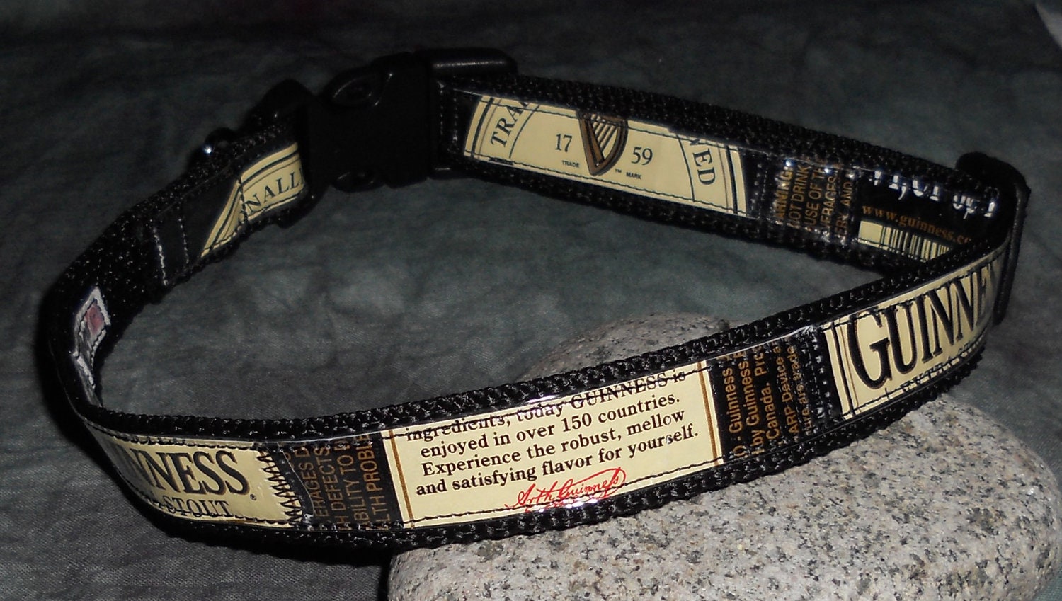 Adjustable Dog Collar from Recycled Guinness Beer Labels