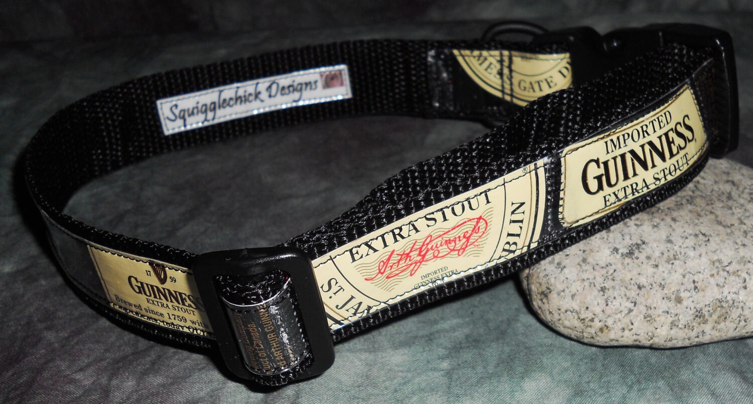 Adjustable Dog Collar from Recycled Guinness Beer Labels
