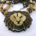 Vintage Lion Head Necklace Wood Jewelry Hawaiian